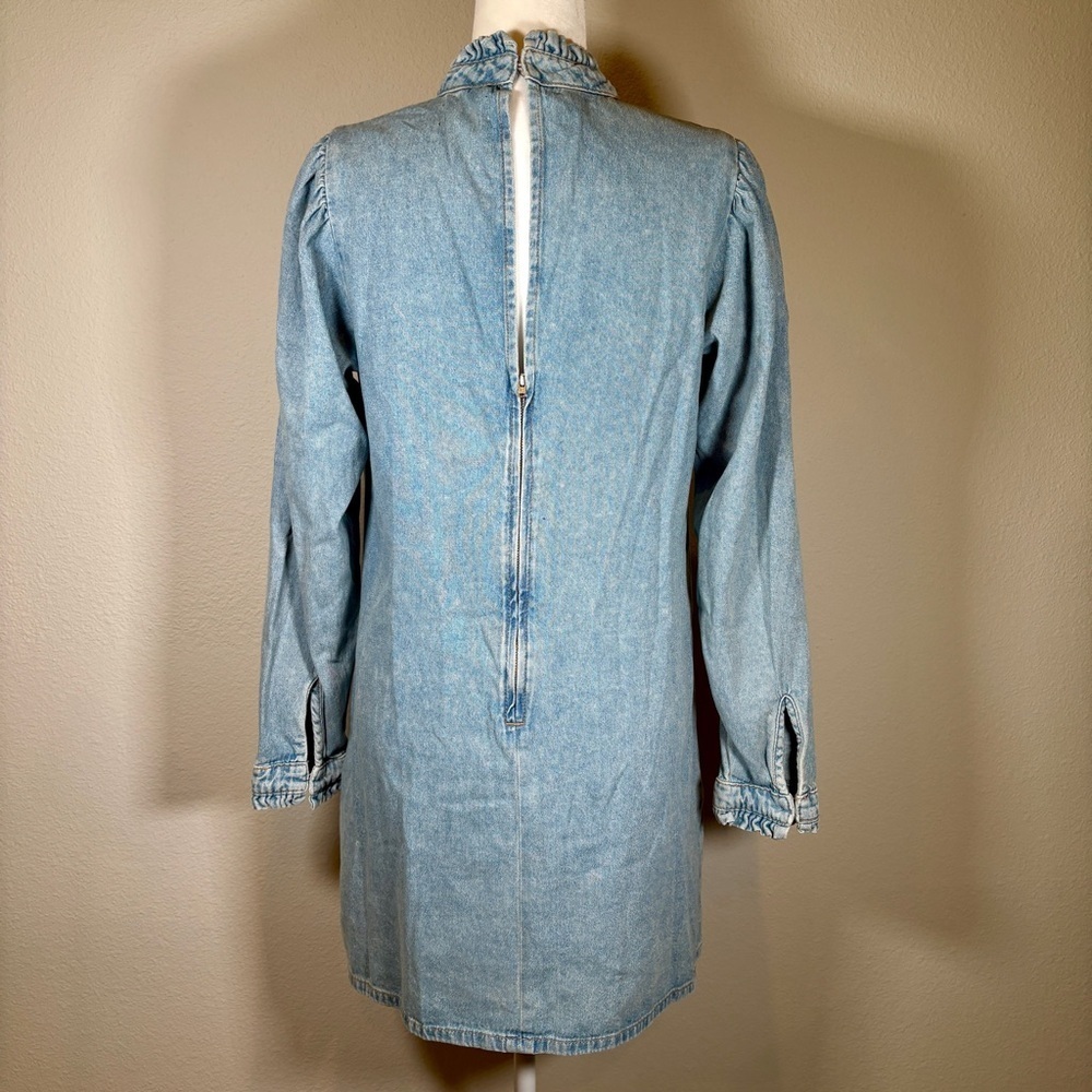 NWT ASOS DESIGN Long Sleeve Denim Pie Crust Collar Mini Dress Size 10